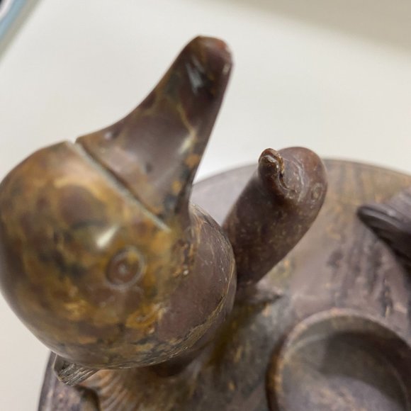 Vintage Marble Tea Light Holder/ Hand Carved Onyx Dolphins - Picture 9 of 11